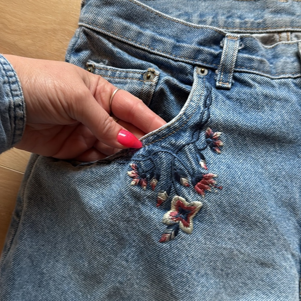 Vintage Denim Embroidered Jeans, Size 13